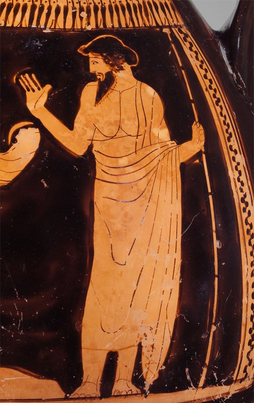 Kronos holding a staff, detail of an ancient Greek vase painting