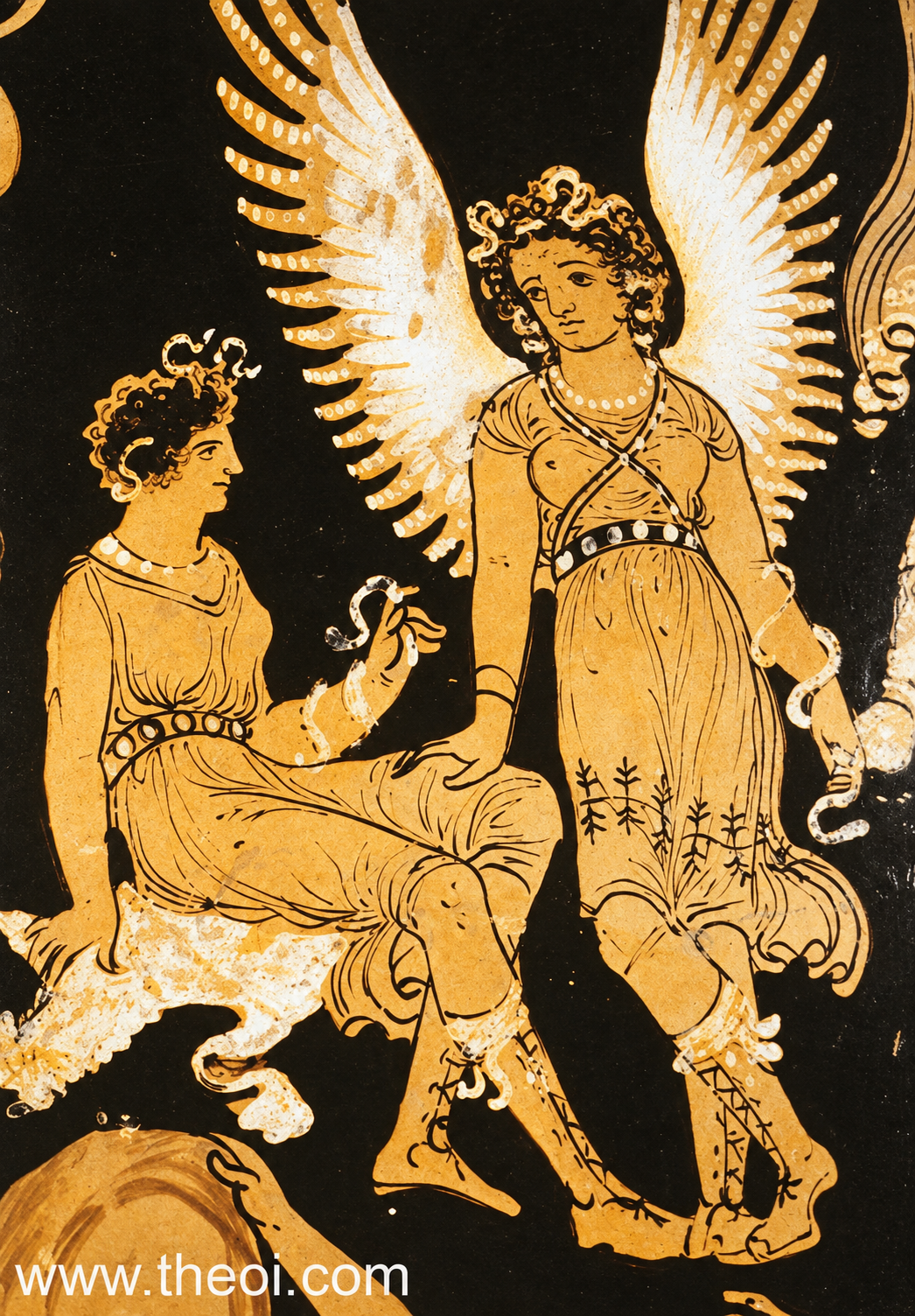 HD recreation of the selected vase illustration with two Erinyes, used for Melinoe