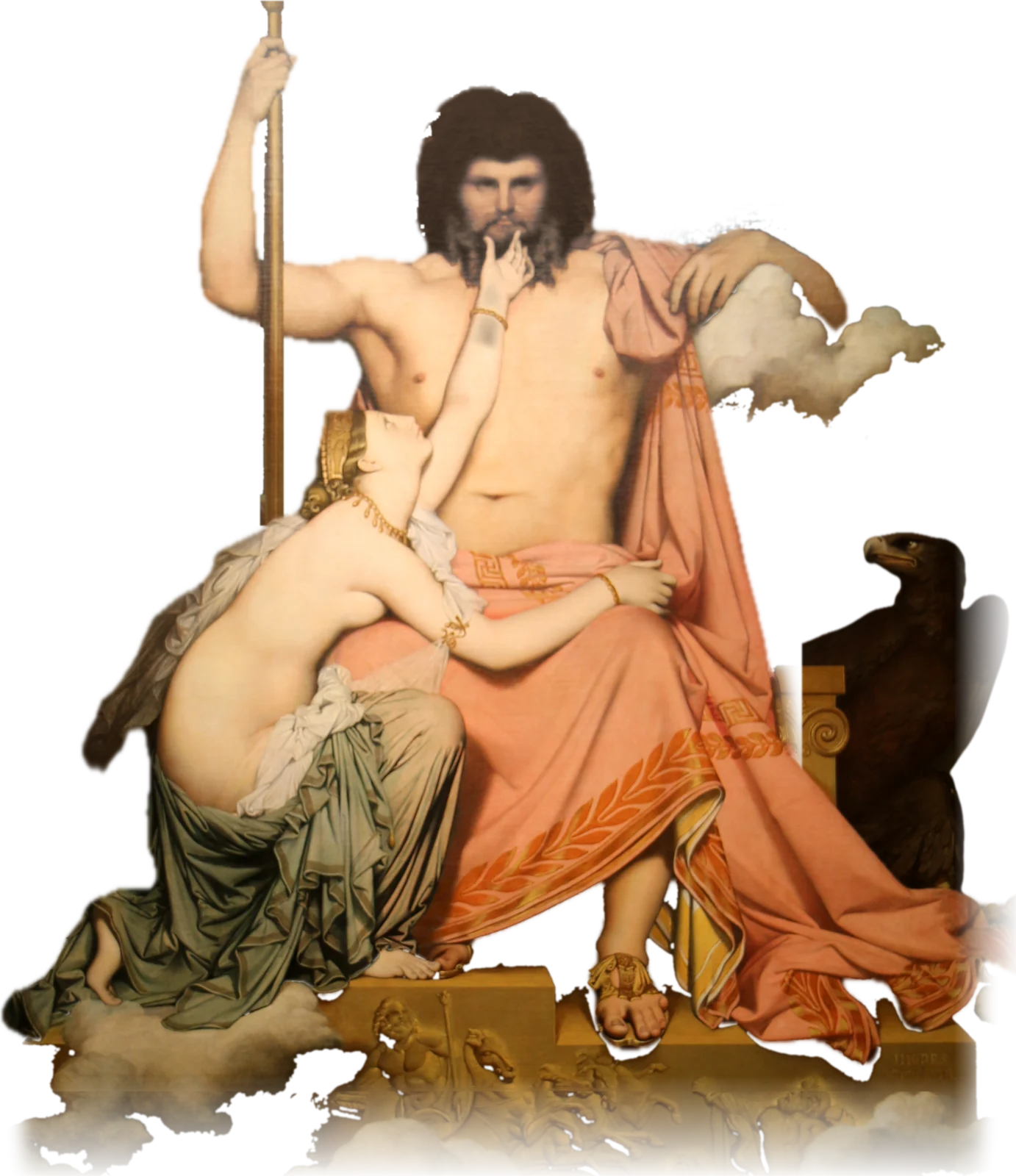 Zeus enthroned with his eagle, after Ingres, Jupiter and Thetis (1811)